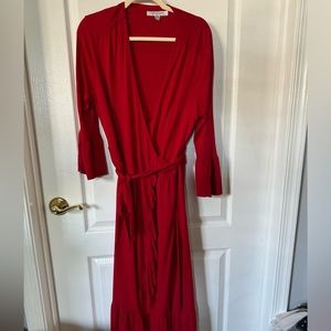 Gorgeous Ruffled Red Wrap Dress!
